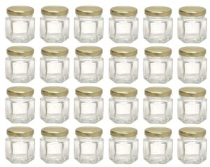 nicebottles hexagon glass jars, mini hex jars 1.5 oz - case of 24