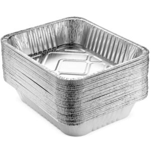 nyhi 9x13” aluminum foil pans (30 pack) | durable disposable grill drip grease tray | half-size deep steam pan and oven buffet trays | food containers for catering, baking, and roasting