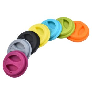 coffee mug lids, ksendalo thicker eco reusable silicone travel mug lids(3.15"inner diameter,3.43"outer diameter), silicone cup cover set,mix-color(7pcs)