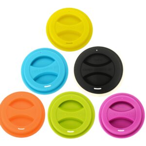 Coffee Mug Lids, KSENDALO Thicker Eco Reusable Silicone Travel Mug Lids(3.15"Inner Diameter,3.43"Outer Diameter), Silicone Cup Cover Set,Mix-color(7pcs)