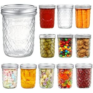 yeboda 16 oz mason jars wide mouth canning jars 12 pack glass jars with silver metal airtight lids and bands for jam, honey, wedding favors, shower favors, yogurt, sauces, overnight oats