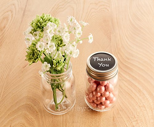 Hayley Cherie 2.5 oz Glass Mason Jars with Metal Lids,12 Pack, Airtight, Small Favor Bottles with Chalkboard Labels for Weddings, Decoration, Parties, DIY, Spices, Baby Shower, Gifts, Candy