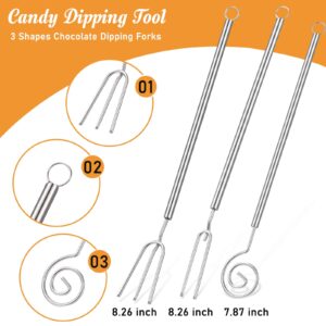 4 Pieces Candy Dipping Tools Set Chocolate Dipping Set 3-Prong Dipping Fork, Fondue Fork, Spear, Slotted Spoon for Handmade Chocolates, Pralines and Truffles