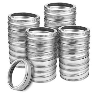 tecmisse 40 pieces regular mouth mason jar replacement rings, 70mm silver mason storage split-type lids canning jar bands leak proof and secure mason jar caps