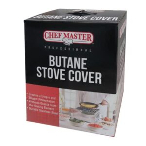 chef master 90217 butane stove cover, protects flames from wind, elegant presentation, durable stainless steel, cover for chef master butane stove