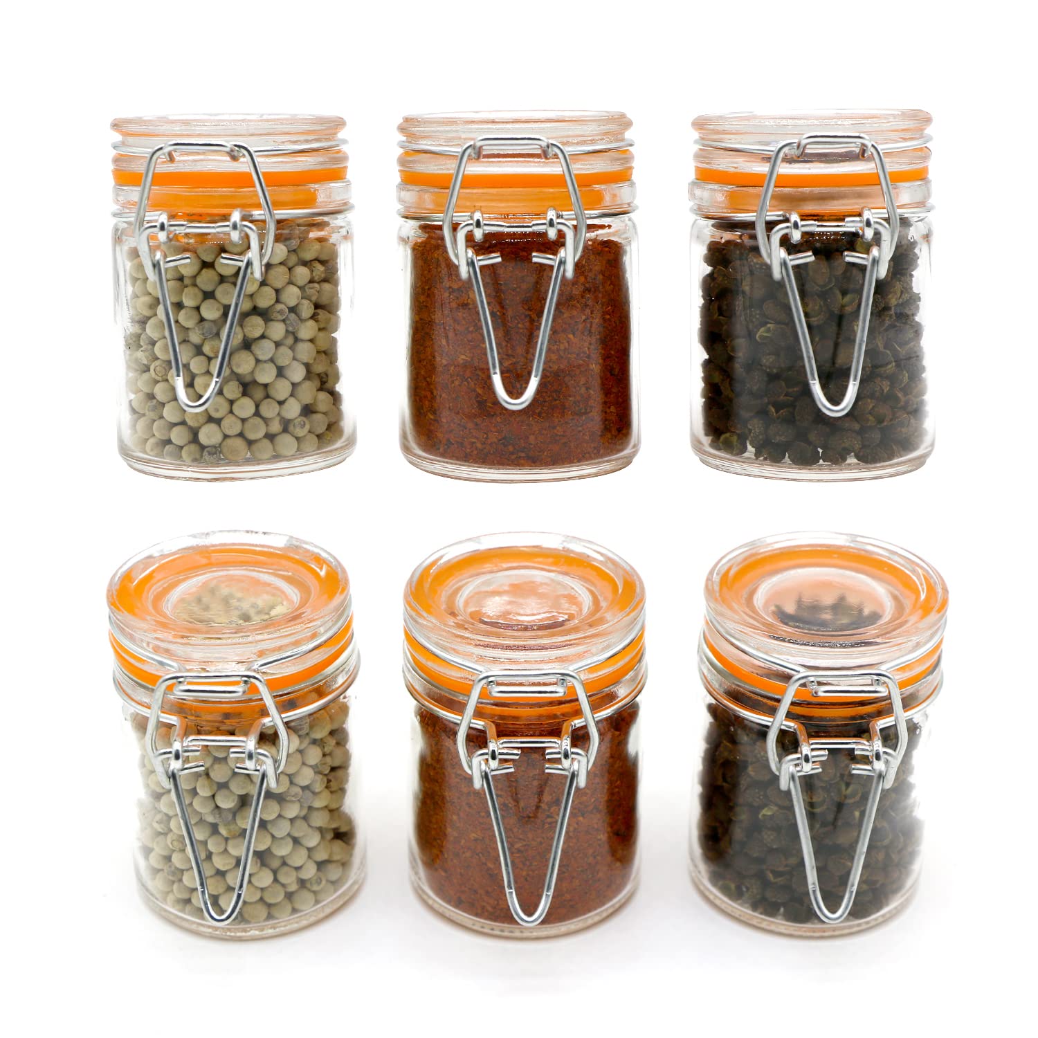 Homelike Style 1.7 oz Mini Glass Spice Bottles, Small Glass Jars with Airtight Lid and Leak Proof Rubber Gasket, 24 Pack Empty Spice Containers with Labels for Home and Kitchen