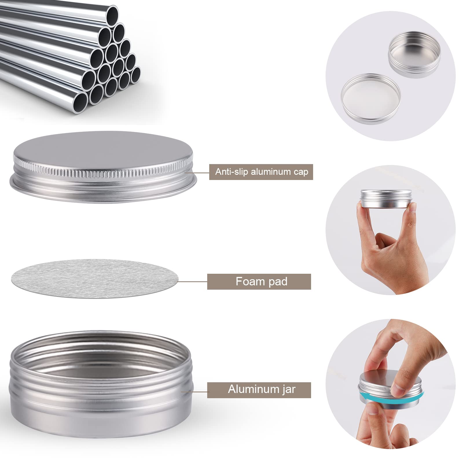 KKDAO 1 oz 30 PACK Aluminum Tin Cans Empty Containers Screw Top Round Metal Cans with Screw Lids for Cosmetic,candle,Spices, Candy, Coffee Beans, DIY, Earrings, Rings, Tea or Gift