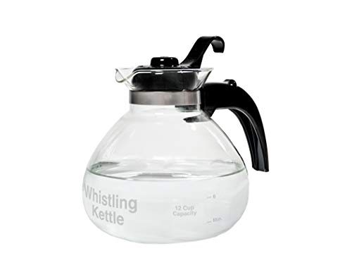 CAFÉ BREW COLLECTION Stovetop Tea Kettle, Whistling, Borosilicate Glass, 12-Cup