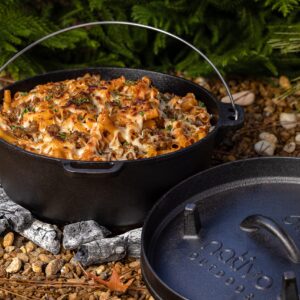 NATIVO 6QT Pre-Seasoned Outdoor Cast Iron Dutch Oven Pot with Multipurpose Lid, Dutch Oven for Camping and Outdoor Cooking using Fire and Coals, With Legs and Reversible Lid Grill