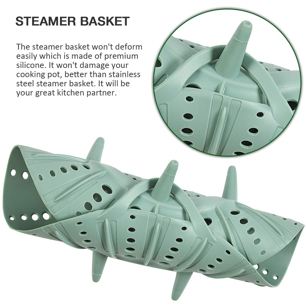 Alimat PluS 1 Pack Large Steamer Basket - Silicone Vegetable Steamer Basket with Durable Handles & Strong Feets Compatible with 6 Qt and 8 Qt Cooking Pots(For Large Pot)