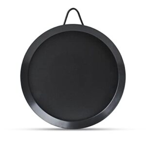 alpine cuisine nonstick round comal griddle 8-inch - black carbon steel tortilla comal with single handle - durable, heavy duty comal for cooking - even-heating
