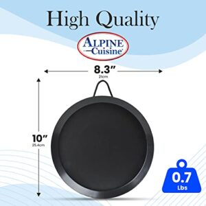 Alpine Cuisine Nonstick Round Comal Griddle 8-Inch - Black Carbon Steel Tortilla Comal with Single Handle - Durable, Heavy Duty Comal for Cooking - Even-Heating