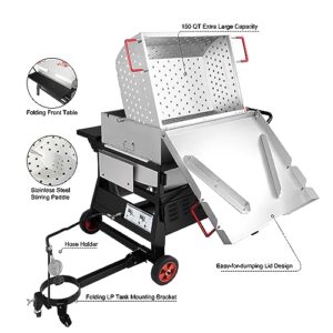 CreoleFeast CFB2001 150 qt. Crawfish Seafood Boiler, Double Sack Outdoor Stove Propane Gas Cooker with Folding Tank Mounting Bracket and Stirring Paddle, for Crawfish Season