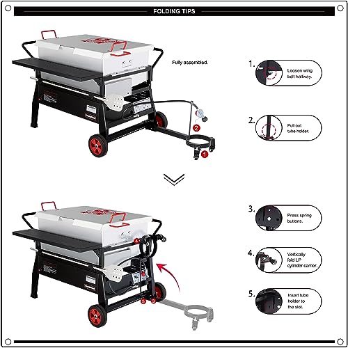 CreoleFeast CFB2001 150 qt. Crawfish Seafood Boiler, Double Sack Outdoor Stove Propane Gas Cooker with Folding Tank Mounting Bracket and Stirring Paddle, for Crawfish Season