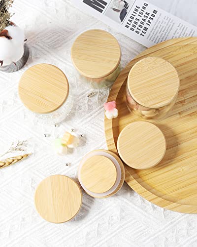 Oui Yogurt Jar Lids - 6 Pack Oui Lids- Natural Bamboo Wood with Silicone Sealing Rings, For 5 Oz Oui Yogurt Jars