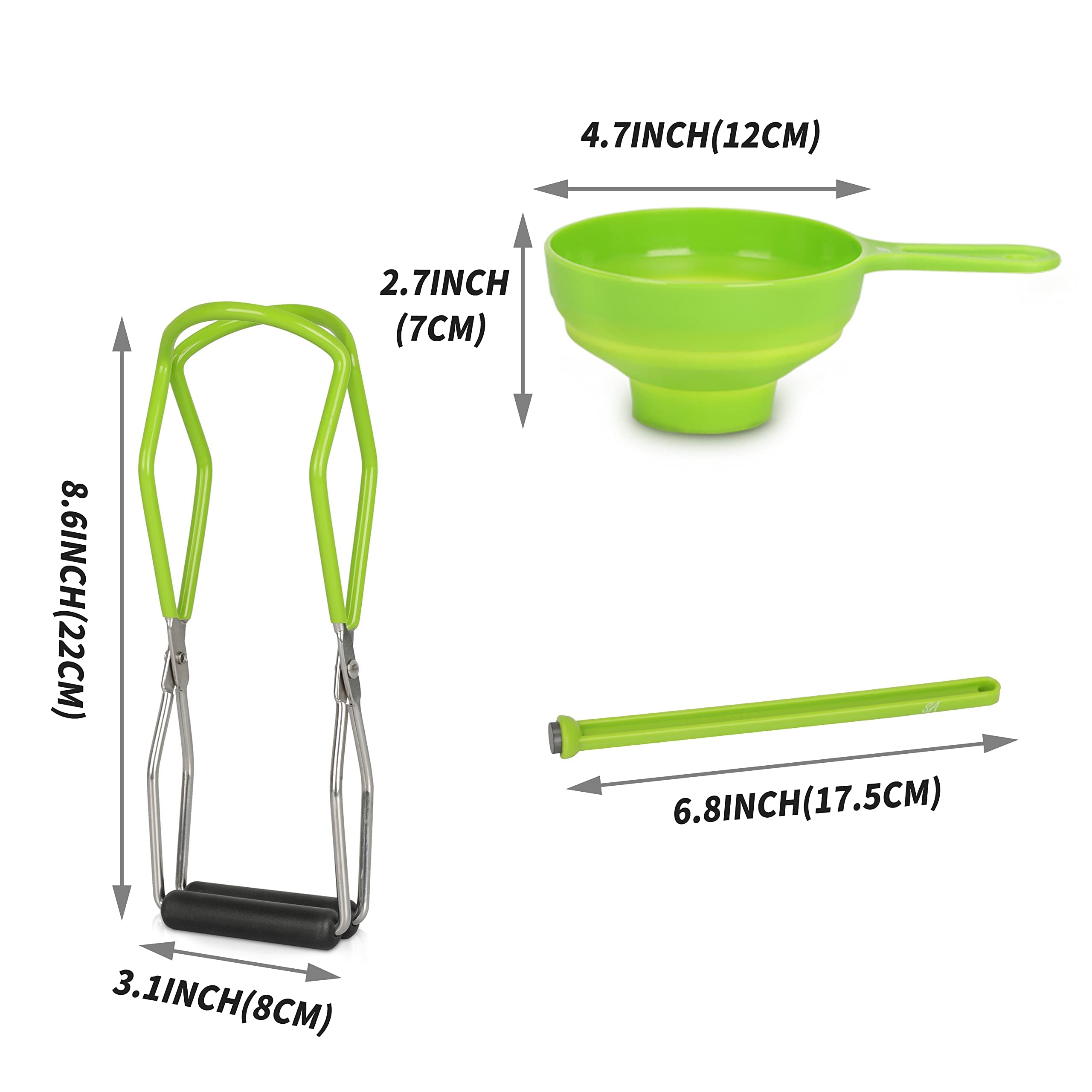 Supa Ant Starter Canning Supplies (Assembled in USA) - Canning Funnel - Wide Mouth Funnel - Magnetic Jar Lid Lifter - Canning Tongs Jar Lifter- Cooking Home Essentials Kitchen Set (3 pcs)