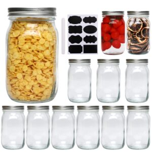 accguan 33oz glass jars with regular lids, mason jar with airtight lids, clear glass jar ideal for jam,honey,shower favors,wedding favors, 12pack