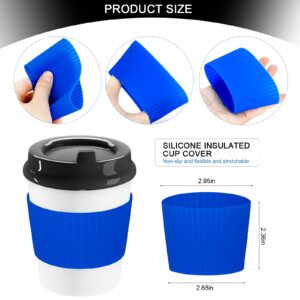 PRAVICS 6Pcs Reusable Coffee Cup Silicone Sleeves Heat Resistant Insulates Protective Sleeve Nonslip Protector Cover Fit for Travel Coffee Mug Glasses, 6 Colors