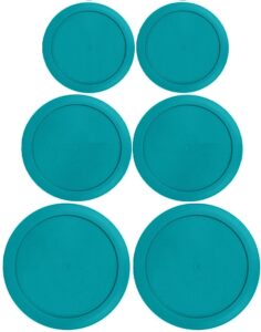 klare ware 1, 2 & 4 cup replacement lids/covers for pyrex, anchor hocking & klare ware storage bowls (glass container not included) microwave, freezer & top rack dishwasher safe (6 pack, turquoise)