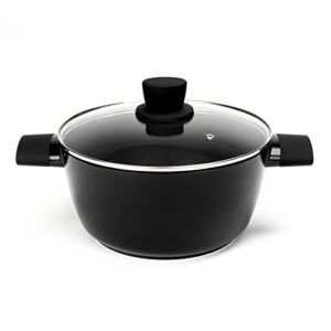 sakuchi nonstick stock pot with lid (black, 2.5 quart soup pot) soup pot casserole dish cookware pfoa free