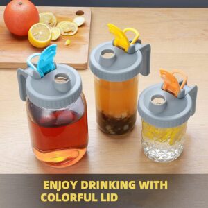 4 Pack Mason Jar Flip Cap Lids with Handle for Ball Jars, Including 2 Pack Wide Mouth Mason Jar Lids, 2 Pack Regular Mouth Mason Jar Lids, Airtight and Leak-Proof Spout (Jars not Included)