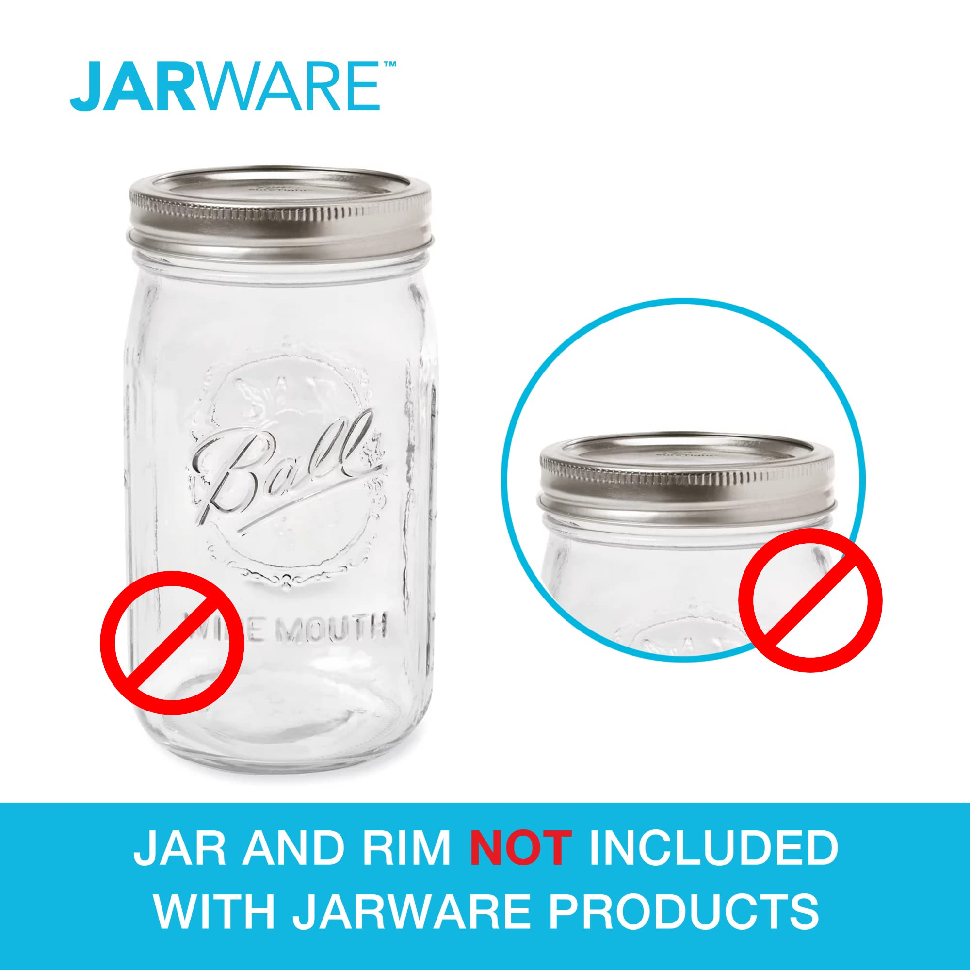 Jarware Translucent 82673 Wide Mouth Drink Lid, Set of 4, Without Straws