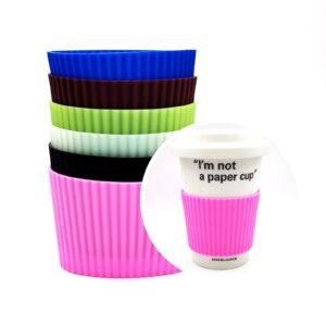 atcymi 6 pcs reusable coffee cup sleeves for iced hot drink silicone heat resistant protector cover for glass bottle mug cup sleeve