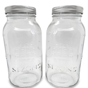 sezons 64 ounce (2 liter) 2l mason jar wide mouth - 2 pack set