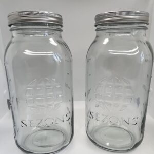 SEZONS 64 ounce (2 Liter) 2L Mason Jar wide mouth - 2 pack set