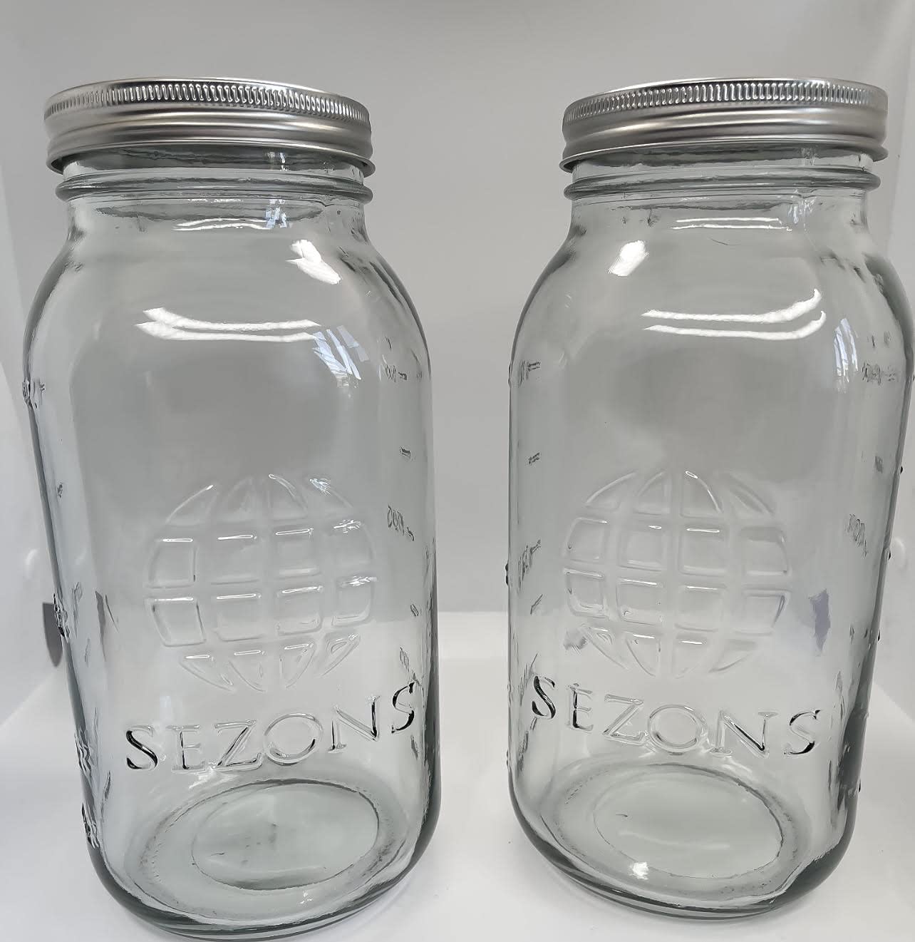 SEZONS 64 ounce (2 Liter) 2L Mason Jar wide mouth - 2 pack set