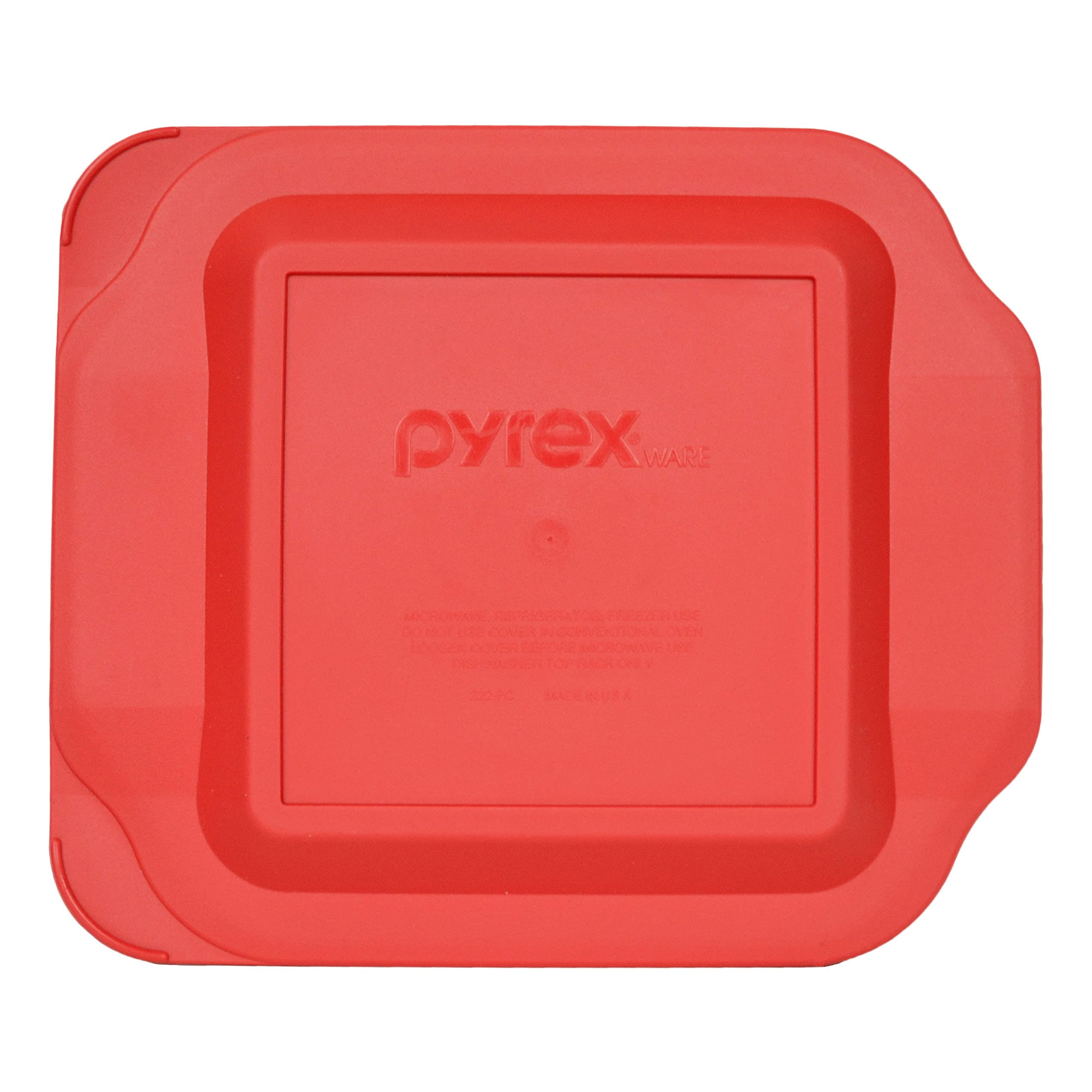 Pyrex 222-PC Red Square Plastic Food Storage Replacement Lid Cover - Made in USA