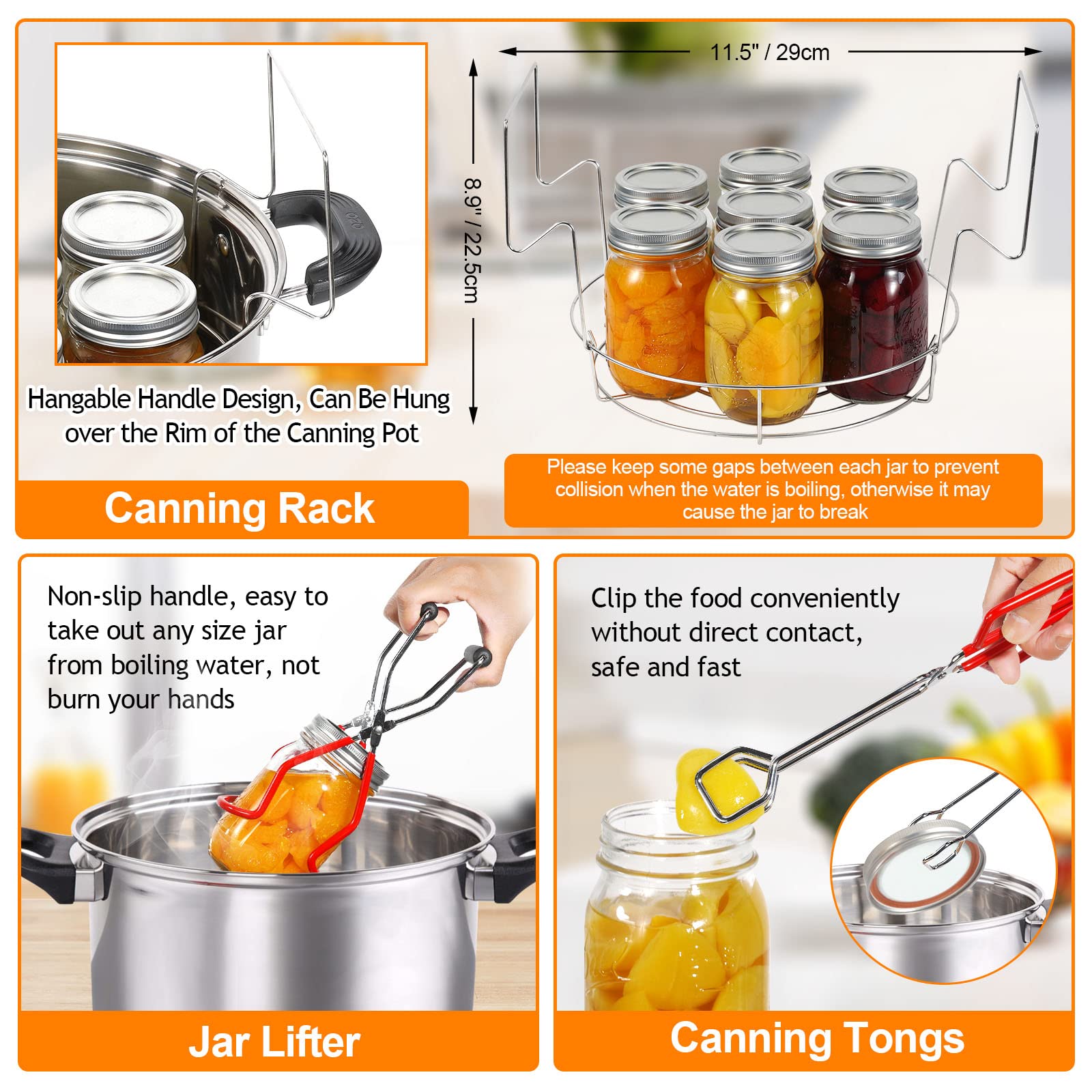 GUFAOWI Canning Supplies Starter Kit - Pressure Canning Kit with Rack, All-in-one Canning Tools for Beginners, Canning Set Canning Accessories for Water Bath Canning Equipment