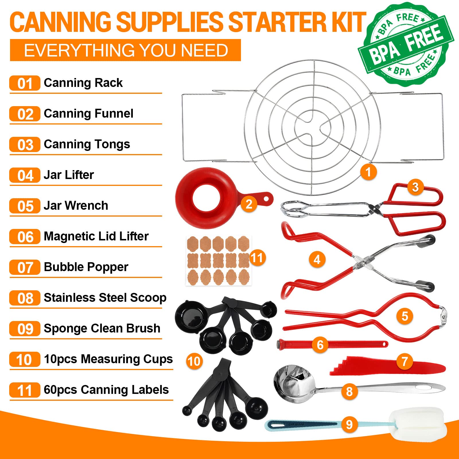 GUFAOWI Canning Supplies Starter Kit - Pressure Canning Kit with Rack, All-in-one Canning Tools for Beginners, Canning Set Canning Accessories for Water Bath Canning Equipment