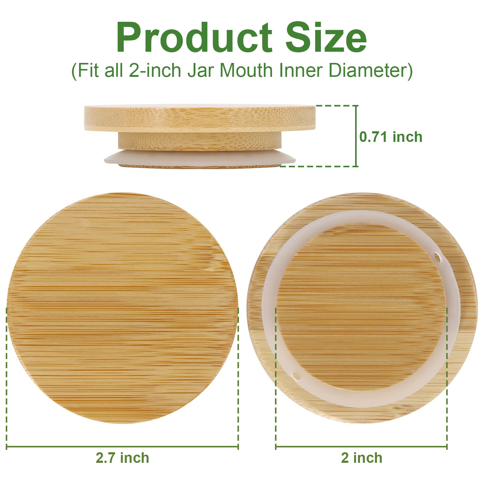 4 Pack Oui Yogurt Jar Lids, iNUREYE Bamboo Wood Lids Fit Oui Jar Lids with Silicone Sealing Rings, Oui Yogurt Bottle Label and Chalk Marker, Ball Wooden Lids For 5 Oz Oui Yogurt Jars