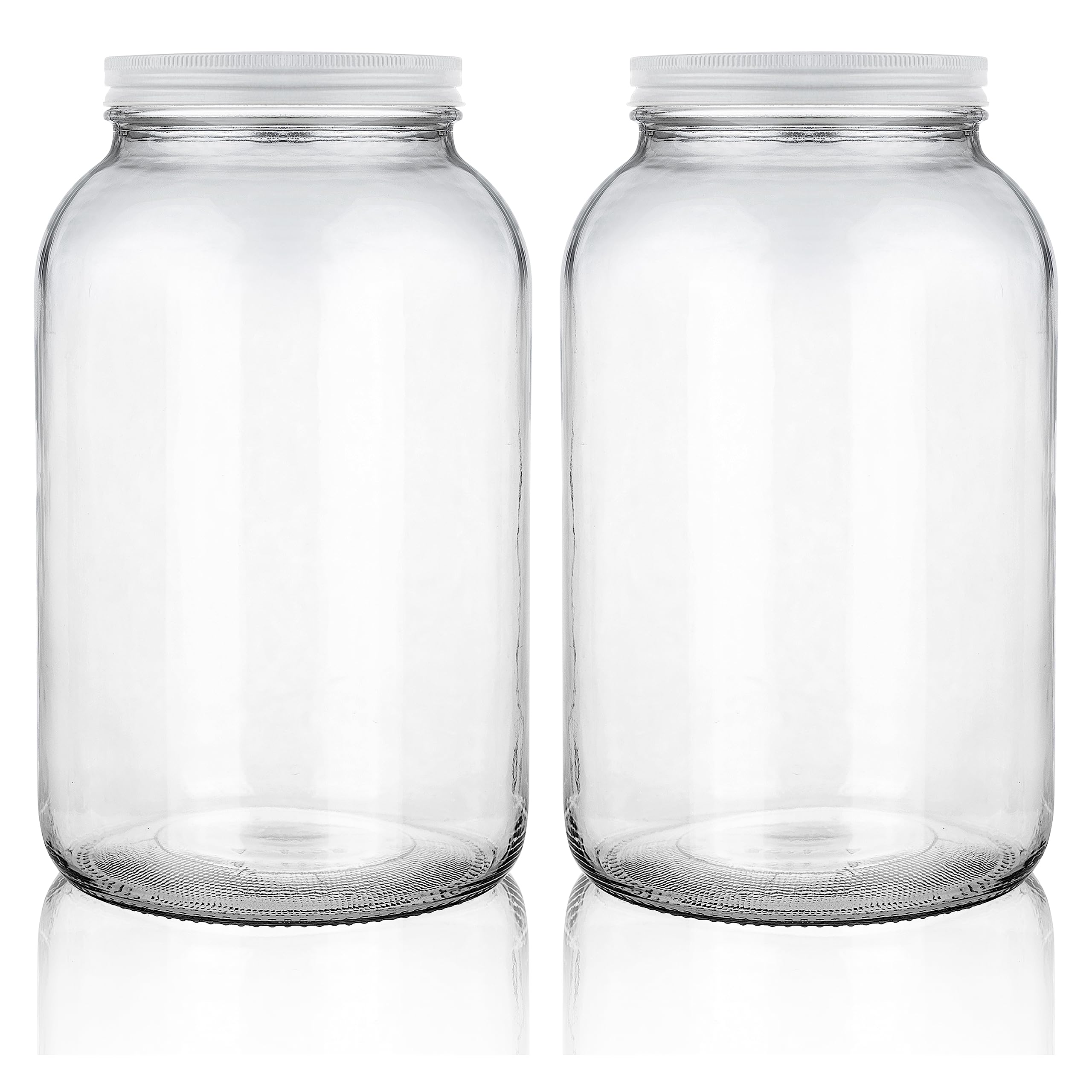 Stock Your Home Gallon Glass Jar with Metal Lid (2 Pack) - 128 Ounce - Airtight & Odor Proof - Pickling & Canning Jars for Kombucha, Sun Tea, Fruits - Food Grade Jars for Dried Goods, Sugar, Flour