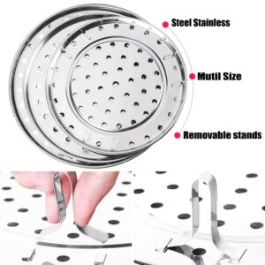 Round Stainless Steel Steamer Rack 7.6" 8.5" 9.33" 10.23" Inch Diameter Steaming Rack Stand Canner Canning Racks Stock Pot Steaming Tray Pressure Cooker Cooking Toast Bread Salad Baking (4 Pack)