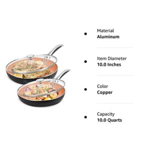 KOCH SYSTEME CS Premium Non-Stick Induction Frying Pan Set - 10"&12" Nonstick Frying Pan Sets with Lids, Ceramic Coated Aluminum Pan for Effortless Cooking, Copper Kitchen Cookware Set