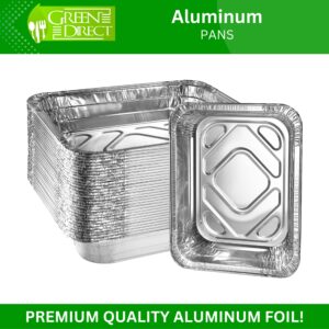 Green Direct Disposable Aluminum Foil Baking Pans with Lids - Half Size (9 x 13 inch) Roasting pan with covers for all kitchen & cooking needs, Pack of 10 pans and 10 lids