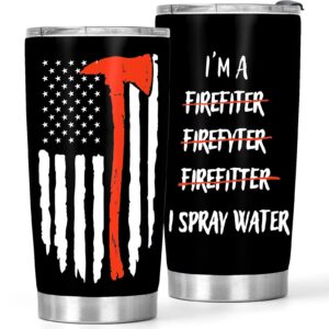 firefighter gifts for men - 20oz stainless steel tumbler for dad from daughter son - cool birthday gifts for husband from wife - christmas gifts for firefighter boyfriend, 1 piece