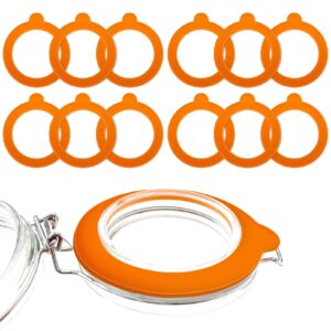 12 pcs replacement silicone gasket seals for jars leakproof airtight rubber sealing rings for regular mouth canning jar, 3.75 inches (orange)