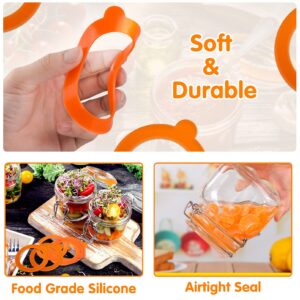 12 Pcs Replacement Silicone Gasket Seals for Jars Leakproof Airtight Rubber Sealing Rings for Regular Mouth Canning Jar, 3.75 Inches (Orange)
