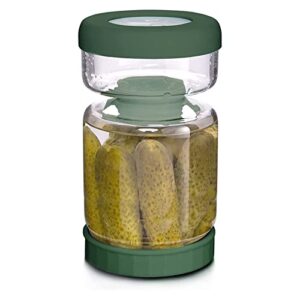 whiterhino glass pickle jar,34oz olive hourglass jar with strainer,airtight glass jar pickle juice separator jar pickle flip jar for gherkin jalapeno
