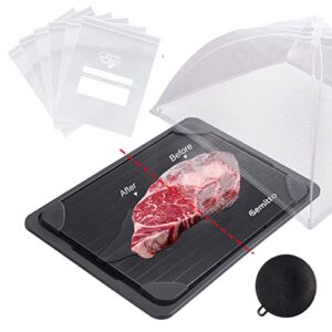 gemitto defrosting tray for frozen meat, rapid thawing plate for fast defrosting frozen food, quick safe food defroster thawing board for meat pork beef fish