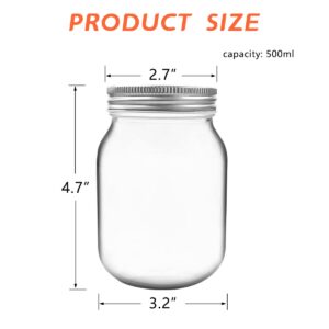 Artcome 4 Pack Glass Jar Set - 2pc 1 Gallon Glass Jar Wide Mouth with 2pc Airtight Plastic Lids, 2pc 16oz Glass Jar with 2pc Silver Metal Lids for Fermenting, Kimchi, Kefir, Kombucha, Storing, Canning