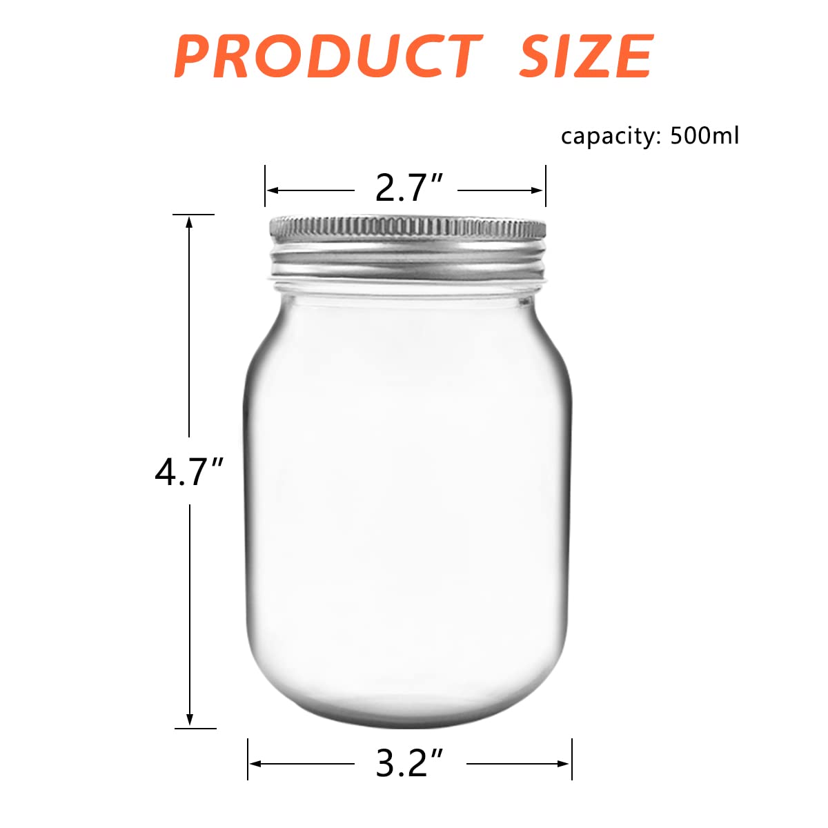 Artcome 4 Pack Glass Jar Set - 2pc 1 Gallon Glass Jar Wide Mouth with 2pc Airtight Plastic Lids, 2pc 16oz Glass Jar with 2pc Silver Metal Lids for Fermenting, Kimchi, Kefir, Kombucha, Storing, Canning