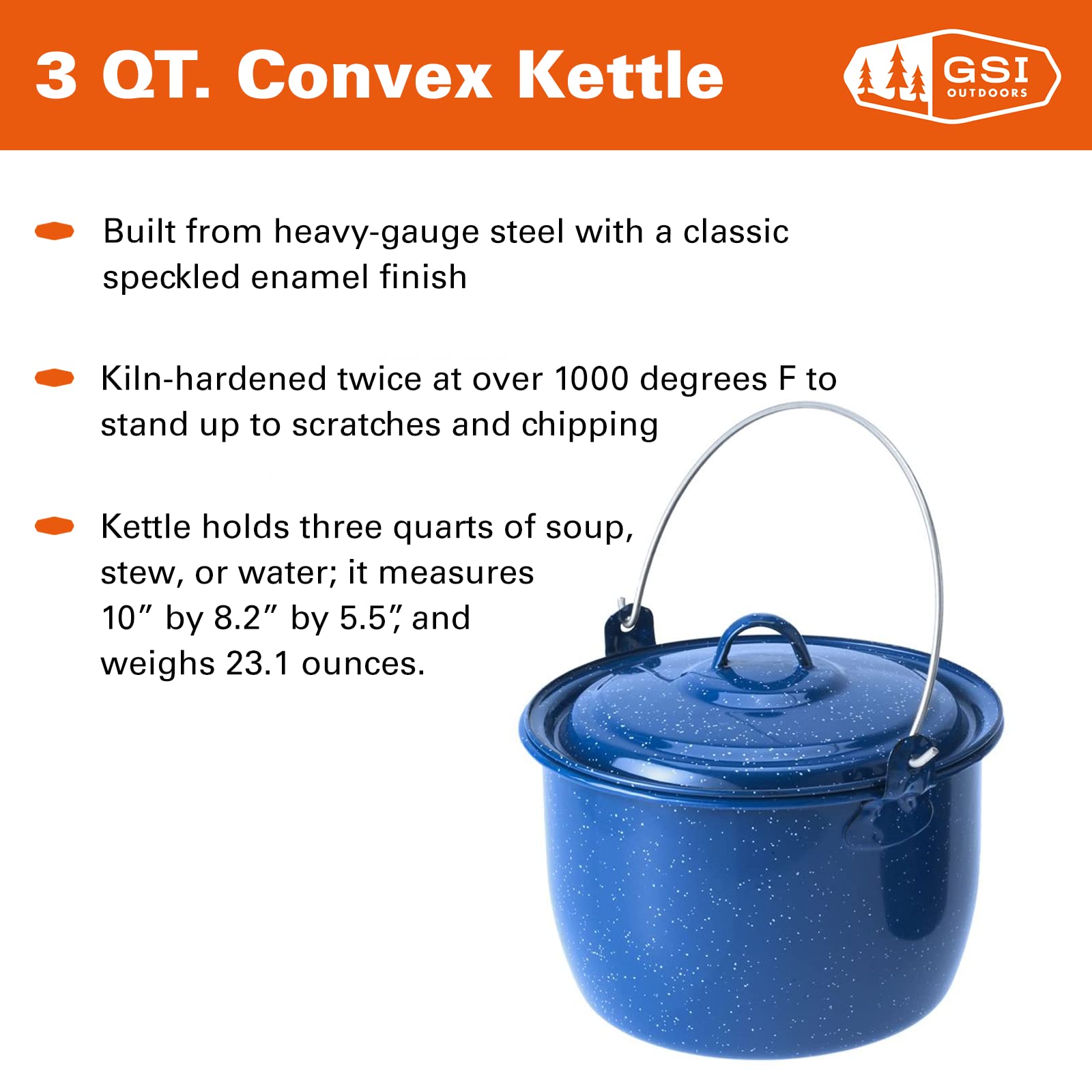 GSI Outdoors 3 qt. Convex Kettle for Soup, Stew, or Water Pot for Camping