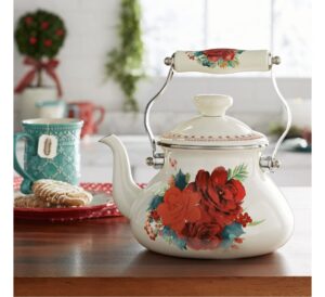 the pioneer woman cheerful rose tea kettle