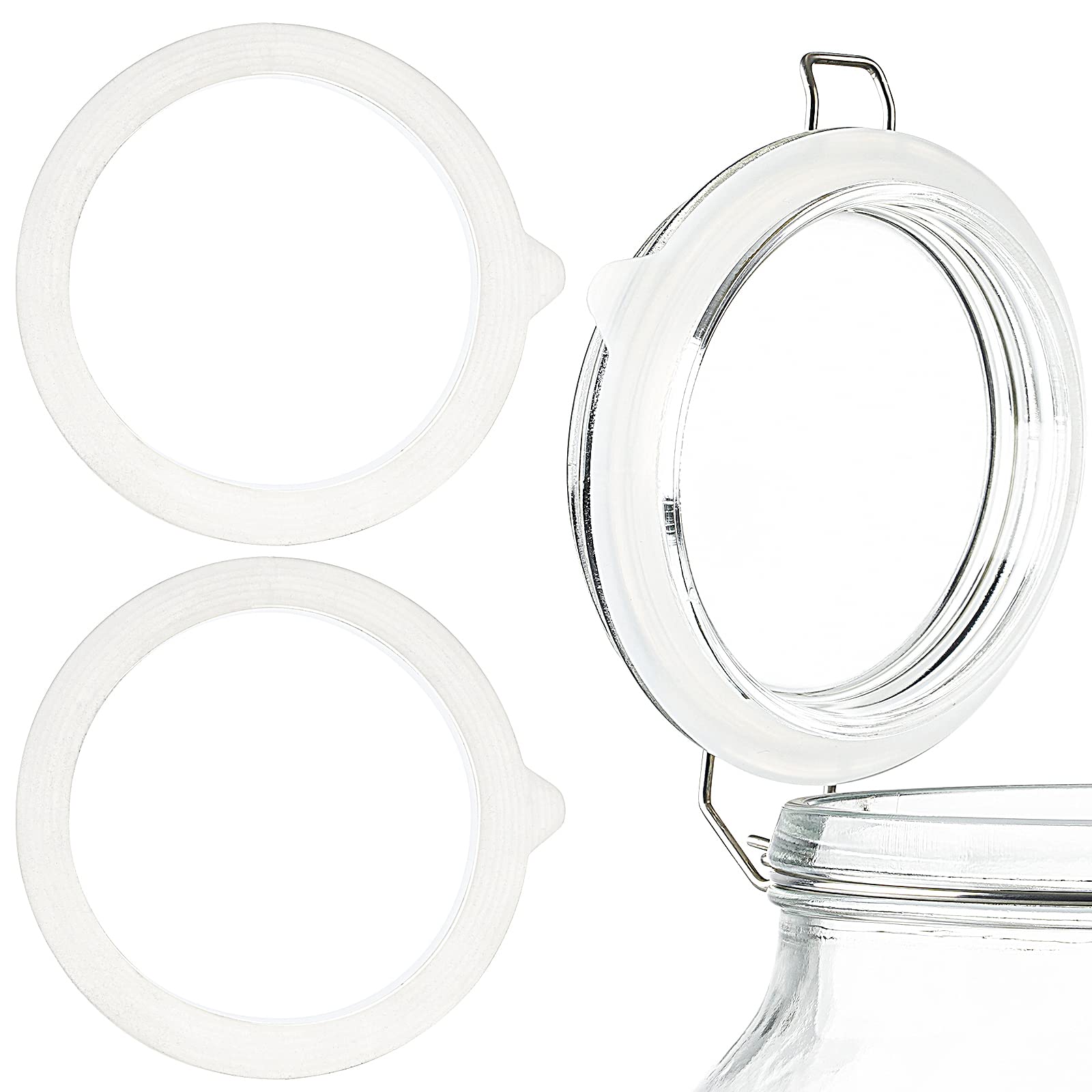 Silicone Sealing Ring for Qianfenie 4.3 Inches Mouth Glass Jars, 2 Pcs Replacement Silicone Gaskets, White Rubber Seals for Canning Jar