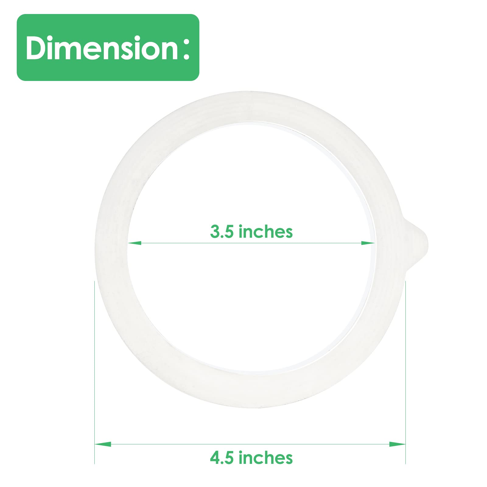 Silicone Sealing Ring for Qianfenie 4.3 Inches Mouth Glass Jars, 2 Pcs Replacement Silicone Gaskets, White Rubber Seals for Canning Jar