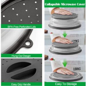 2 In 1 Microwave Cover & Mat, Microwave Splatter Cover for Food Guard Lid Collapsible Plate Cover, Silicone Microwave Mat Heat Resistant Multifunctional Oven Mat, As Trivet, Hot Pad, Pot Holder